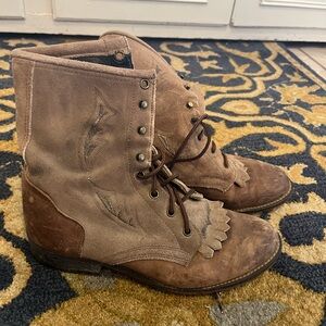 Women’s Laredo Brown Suede Lace-Up Western Boot